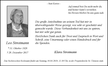 Anzeige von Leo Strotmann von Westfälische Nachrichten