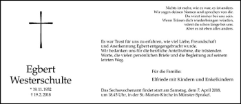 Anzeige von Egbert Westerschulte von Westfälische Nachrichten