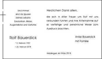 Anzeige von Rolf Bauerdick von Westfälische Nachrichten
