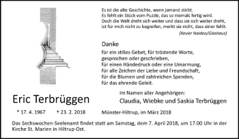 Anzeige von Eric Terbrüggen von Westfälische Nachrichten