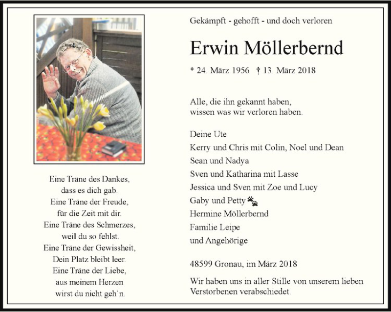  Traueranzeige für Erwin Möllerbernd vom 24.03.2018 aus Westfälische Nachrichten