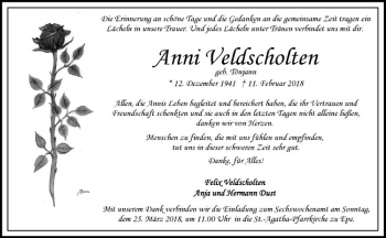 Anzeige von Anni Veldscholten von Westfälische Nachrichten