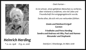 Anzeige von Heinrich Herding von Westfälische Nachrichten