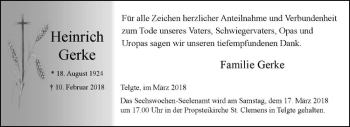 Anzeige von Heinrich Gerke von Westfälische Nachrichten