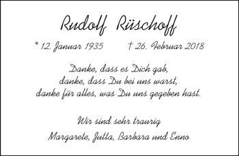 Anzeige von Rudolf Rüschoff von Westfälische Nachrichten