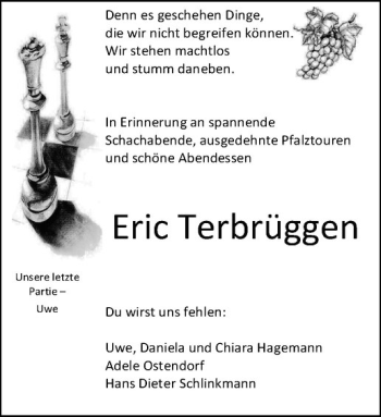 Anzeige von Eric Terbrüggen von Westfälische Nachrichten