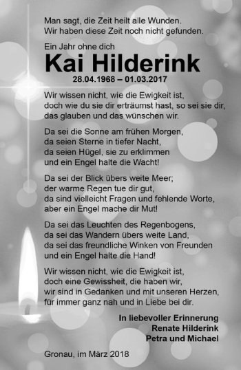 Anzeige von Kai Hilderink von Westfälische Nachrichten