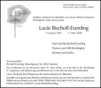 Anzeige von Lucie Bischoff-Everding von Westfälische Nachrichten