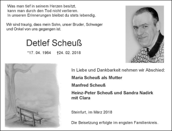 Anzeige von Detlef Scheuß von Westfälische Nachrichten