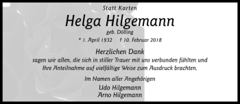 Anzeige von Helga Hilgemann von Westfälische Nachrichten