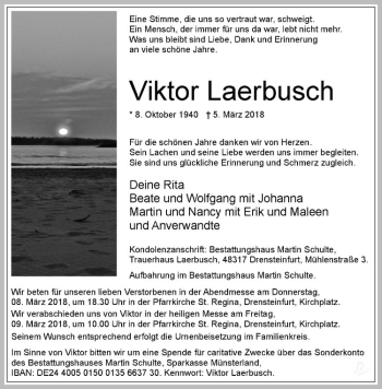 Anzeige von Viktor Laerbusch von Westfälische Nachrichten