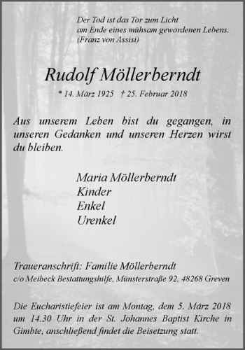 Anzeige von Rudolf Möllerberndt von Westfälische Nachrichten