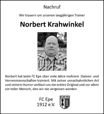 Anzeige von Norbert Krahwinkel von Westfälische Nachrichten