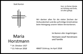 Anzeige von Maria Horstmann von Westfälische Nachrichten