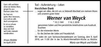 Anzeige von Werner van Weyck von Westfälische Nachrichten