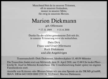 Anzeige von Marion Diekmann von Westfälische Nachrichten