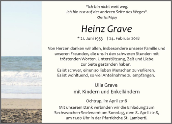 Anzeige von Heinz Grave von Westfälische Nachrichten