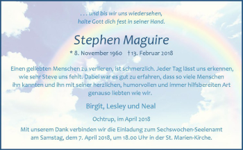 Anzeige von Stephen Maguire von Westfälische Nachrichten