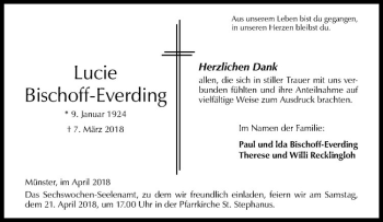 Anzeige von Lucie Bischoff-Everding von Westfälische Nachrichten