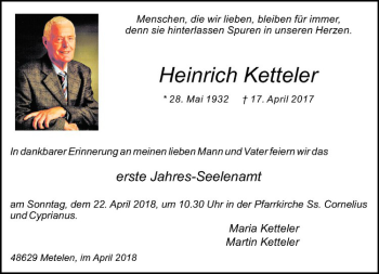 Anzeige von Heinrich Ketteler von Westfälische Nachrichten
