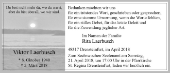 Anzeige von Viktor Laerbusch von Westfälische Nachrichten