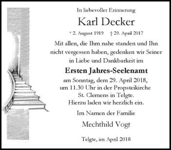 Anzeige von Karl Decker von Westfälische Nachrichten