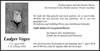 Anzeige von Ludger Voges von Westfälische Nachrichten