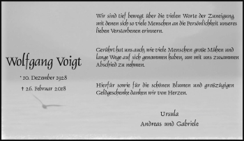Anzeige von Wolfgang Voigt von Westfälische Nachrichten