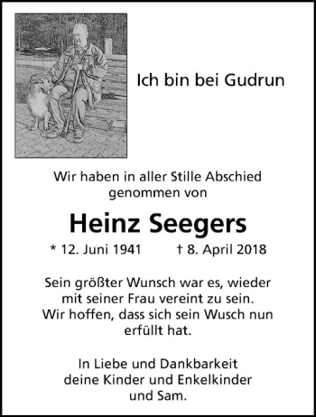 Anzeige von Heinz Seegers von Westfälische Nachrichten