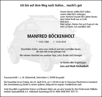 Anzeige von Manfred Böckenholt von Westfälische Nachrichten