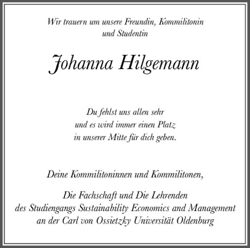  Traueranzeige für Johanna Hilgemann vom 28.04.2018 aus Westfälische Nachrichten