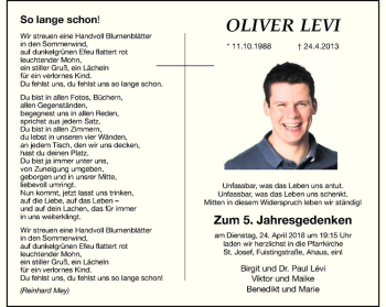 Anzeige von Oliver Lévi von Westfälische Nachrichten