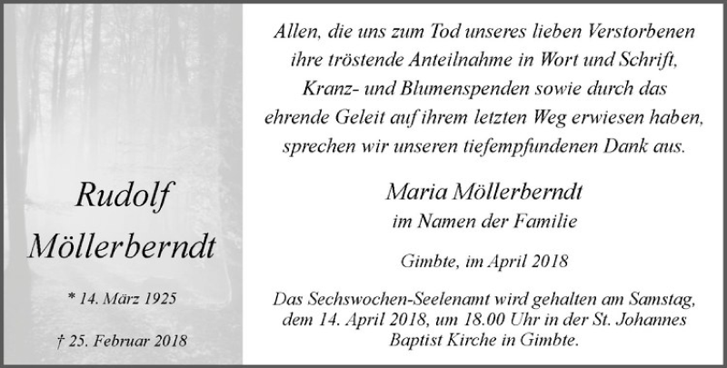  Traueranzeige für Rudolf Möllerberndt vom 07.04.2018 aus Westfälische Nachrichten