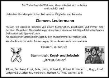 Anzeige von Clemens Leutermann von Westfälische Nachrichten