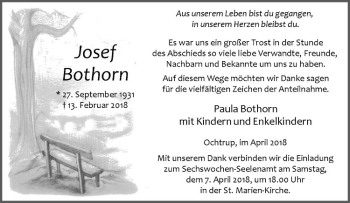 Anzeige von Josef Bothorn von Westfälische Nachrichten