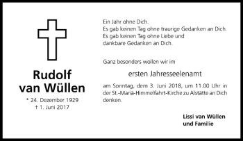 Anzeige von Rudolf van Wüllen von Westfälische Nachrichten