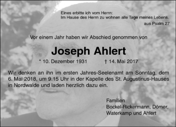 Anzeige von Joseph Ahlert von Westfälische Nachrichten