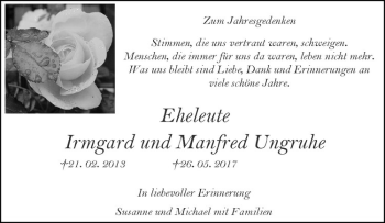 Anzeige von Manfred Ungruhe von Westfälische Nachrichten