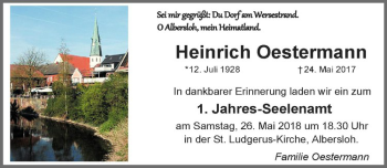 Anzeige von Heinrich Oestermann von Westfälische Nachrichten