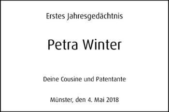 Anzeige von Petra Winter von Westfälische Nachrichten
