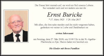 Anzeige von Ernst Buricke von Westfälische Nachrichten