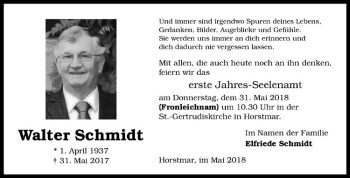 Anzeige von Walter Schmidt von Westfälische Nachrichten