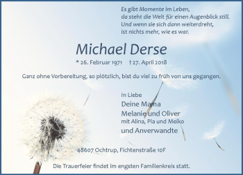 Anzeige von Michael Derse von Westfälische Nachrichten