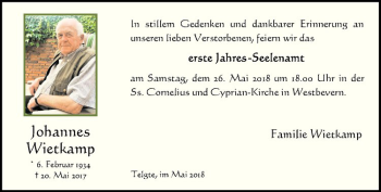 Anzeige von Johannes Wietkamp von Westfälische Nachrichten