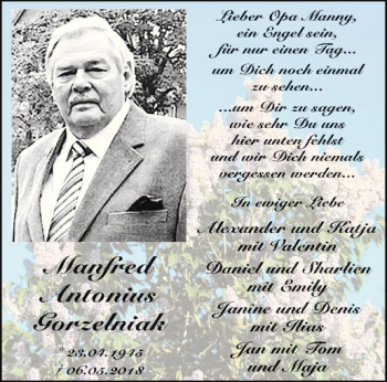 Anzeige von Manfred Antonius Gorzelniak von Westfälische Nachrichten