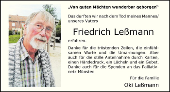 Anzeige von Friedrich Leßmann von Westfälische Nachrichten