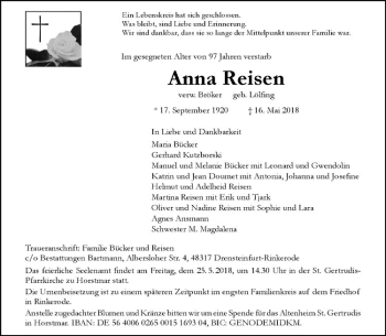 Anzeige von Anna Reisen von Westfälische Nachrichten