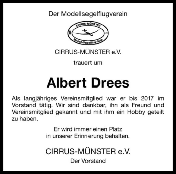 Anzeige von Albert Drees von Westfälische Nachrichten