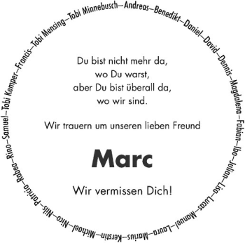 Anzeige von Marc Bocker von Westfälische Nachrichten