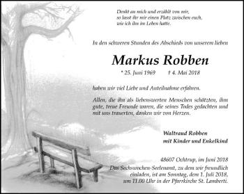 Anzeige von Markus Robben von Westfälische Nachrichten